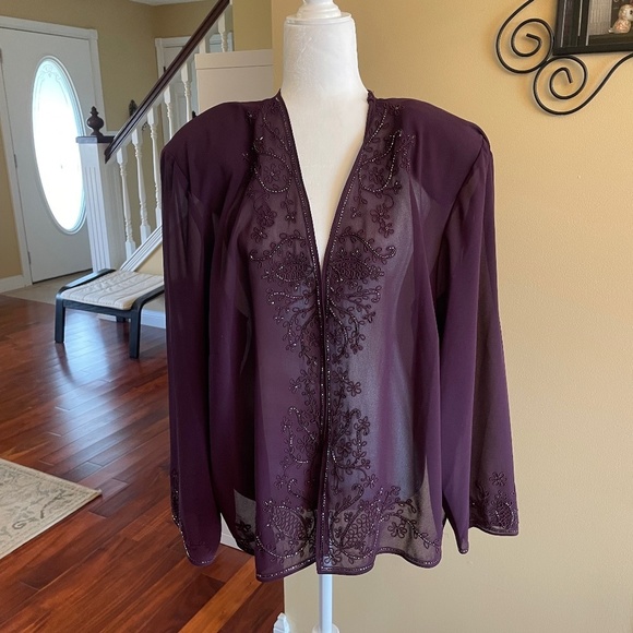 R & M Richards Jackets & Coats Nwt Sheer Beaded Formal Jacket